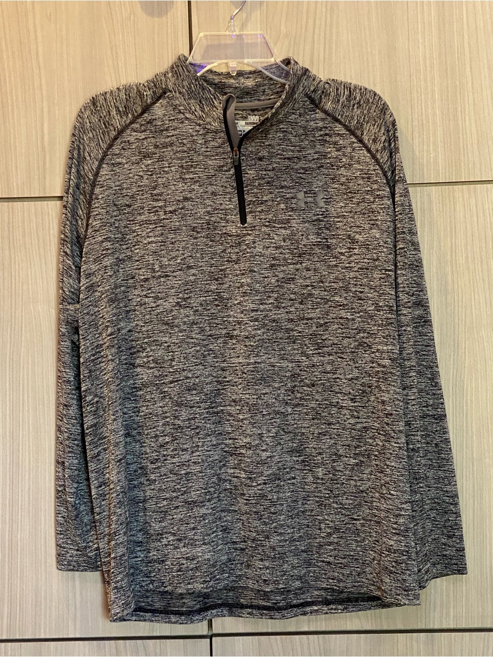 Under Armour Zip Neck Shirt Long Sleeve Gray Marled Fabric Large Loose